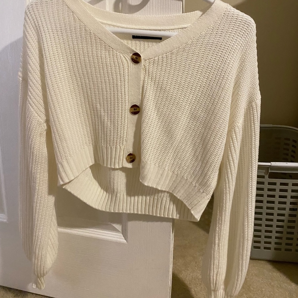 SHIEN cropped white sweater